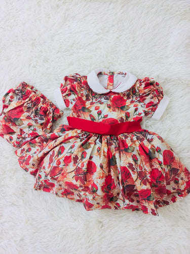 Christmas floral classic dress with bows ( delivery end of August )