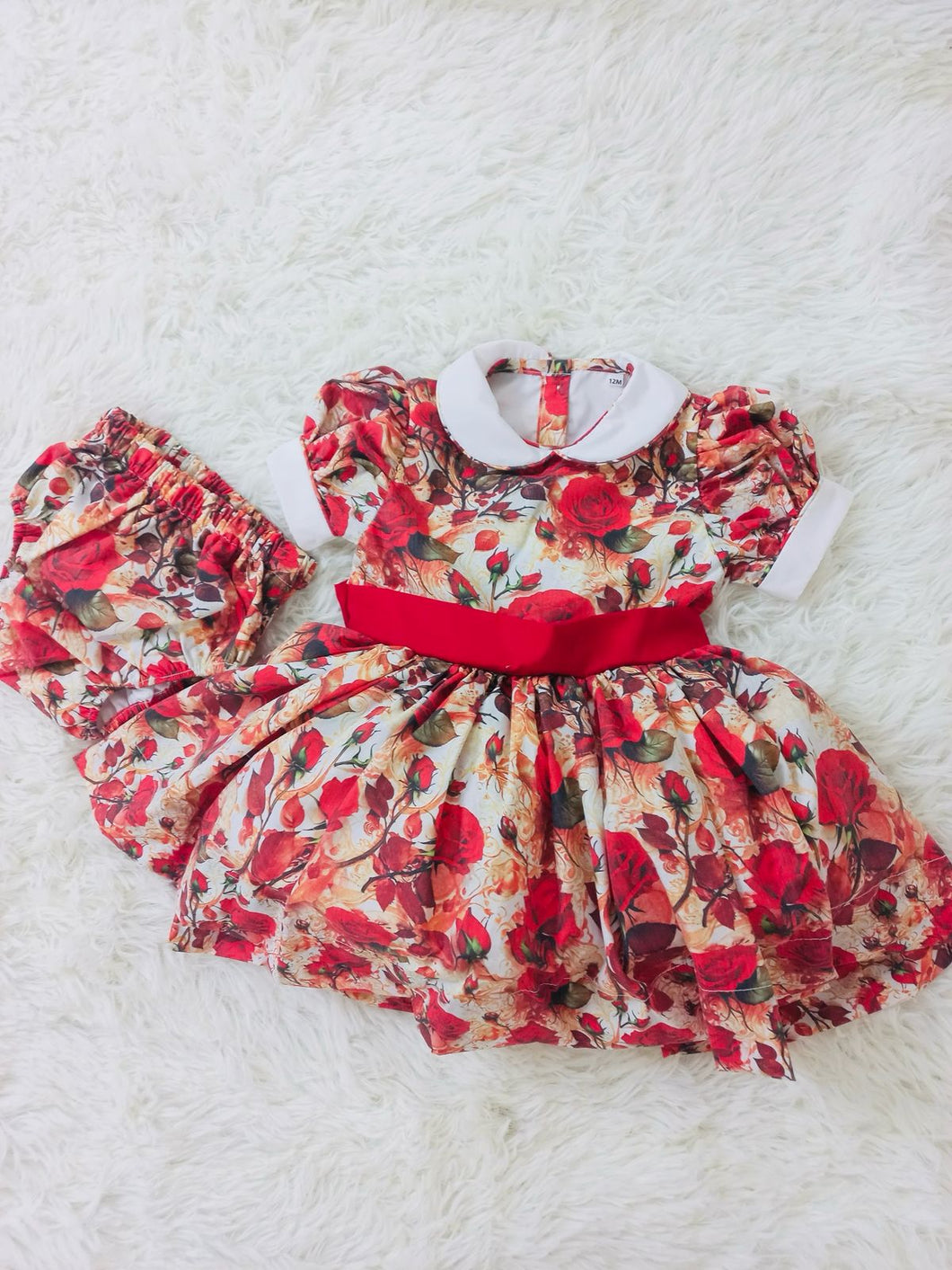Christmas floral classic dress with bows ( delivery end of August )