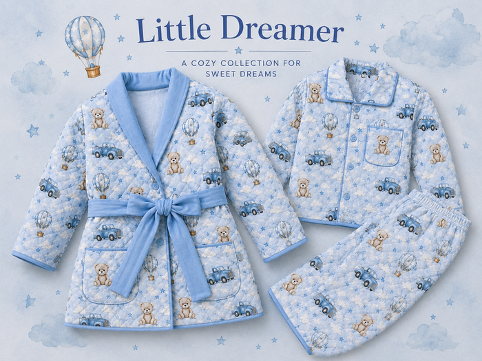 Boys Little Dreamer pjs & quilted dressing gown set (November deilvery