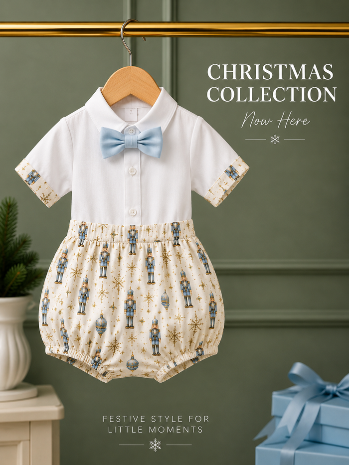 Boys blue Nutcracker romper
