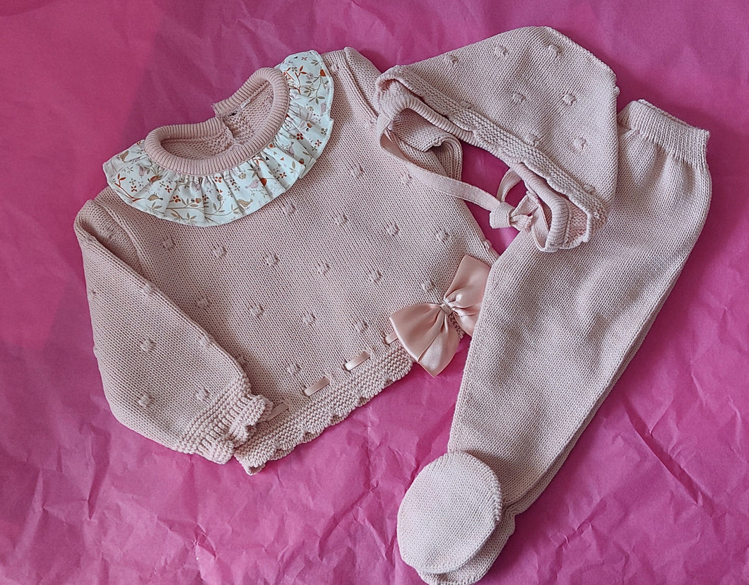 Baby 3piece set (dusty pink, floral kneck)