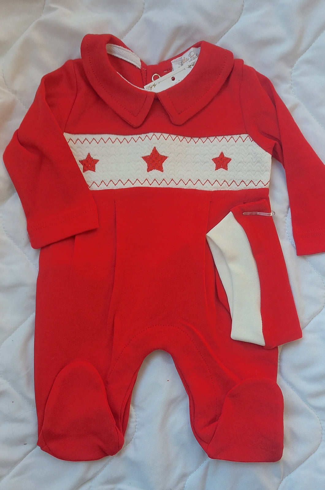 Red star smock babygrow&hat