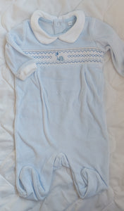 Boys smock velor babygrow