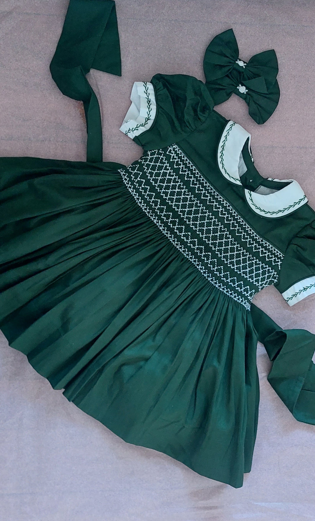 Emerald green smock dress