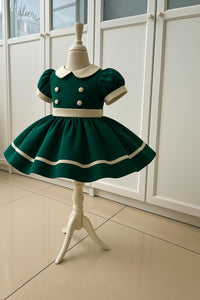 Emerald Green & Cream Classic dress (September delivery)