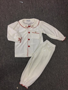 Girls Quilted White/ red trim dressing gown & pj set ( September delivery)