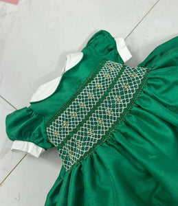 Green Glitter smock dress with gold stitches (2 week wait and