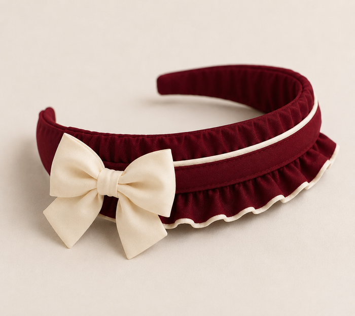 Wine/ cream hairband