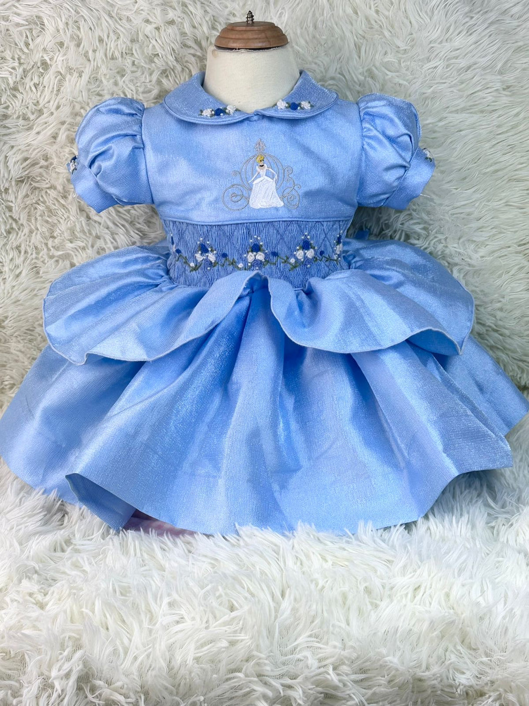 Blue Glitter Cinderella embroidery dress ( September delivery