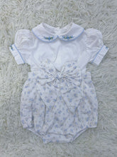 Load image into Gallery viewer, Blue floral classic Romper (approx 2 week wait