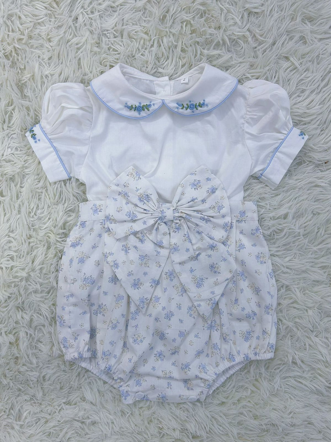 Blue floral classic Romper (approx 2 week wait