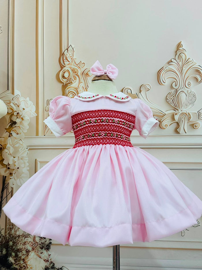 Pink with red smocking ( deilvery in September)