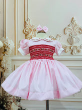 Load image into Gallery viewer, Pink with red smocking ( deilvery in September)