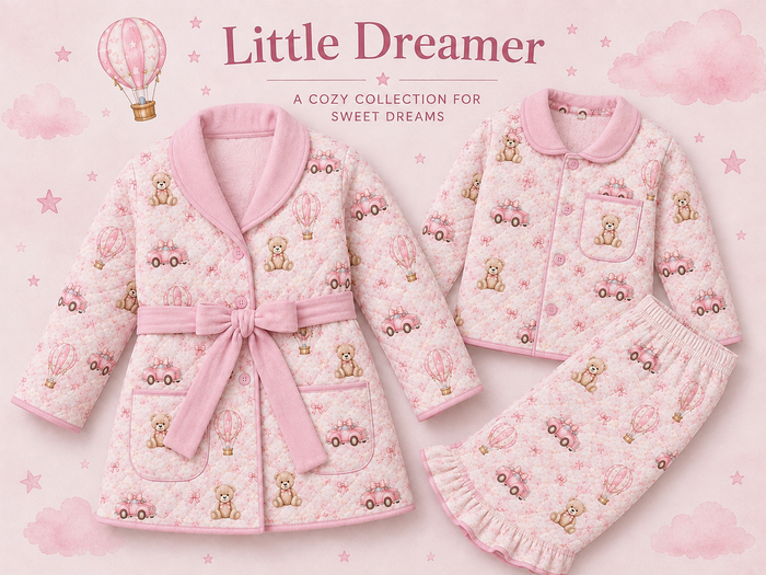 Girls Little Dreamer pjs with quilted nightcoat ) November Deilvery)