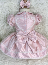 Load image into Gallery viewer, Girls pink glitter with pearl detail dress ( delivery in October ;