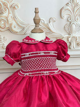 Load image into Gallery viewer, Red glitter fabric smock dress ( September delivery)