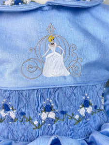 Blue Glitter Cinderella embroidery dress ( September delivery