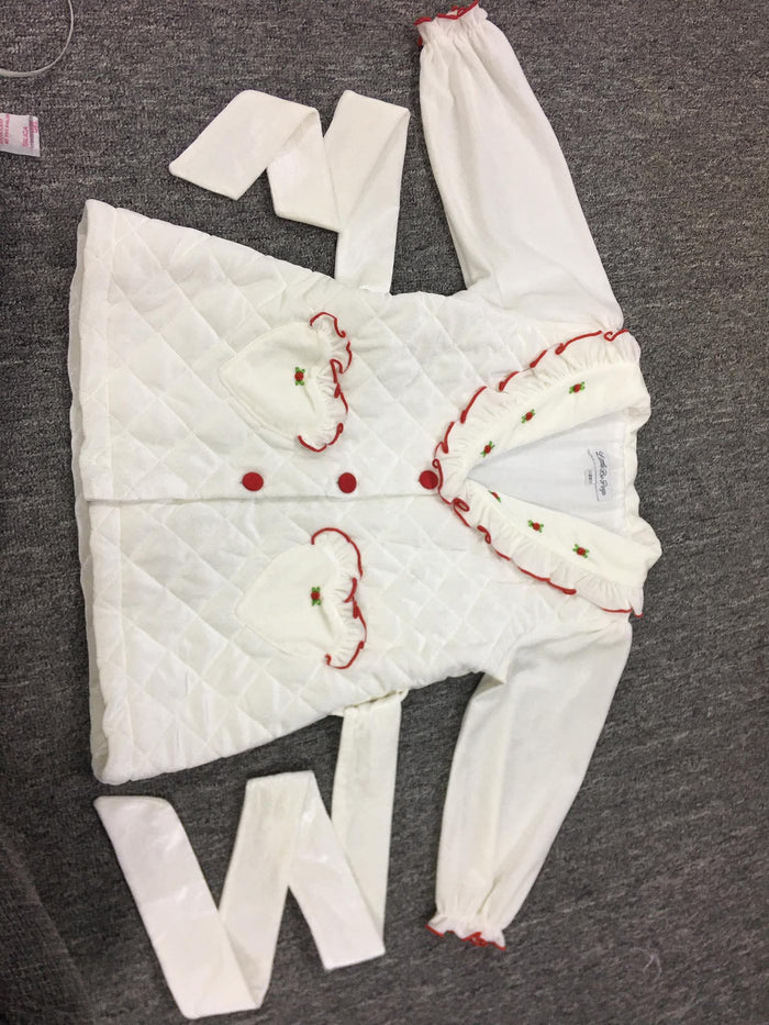 Girls Quilted White/ red trim dressing gown & pj set