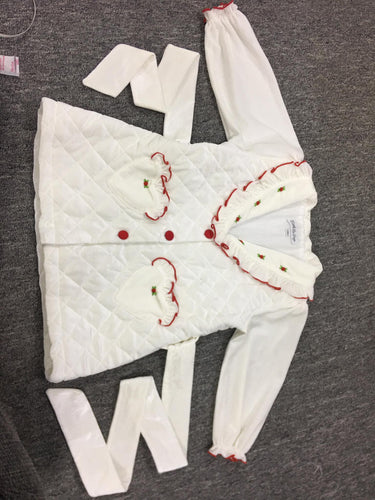 Girls Quilted White/ red trim dressing gown & pj set ( September delivery)