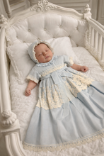 Load image into Gallery viewer, Baby girl Blue Spanish baby daygown &amp; bonnet