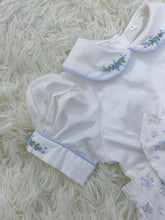 Load image into Gallery viewer, Blue floral classic Romper (approx 2 week wait
