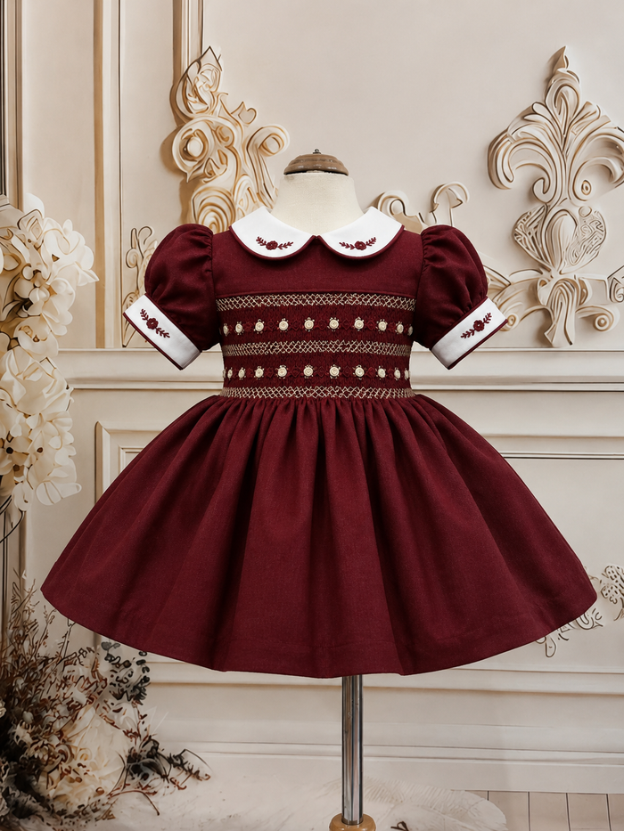 Girls wine smock dress (End of October deilvery)