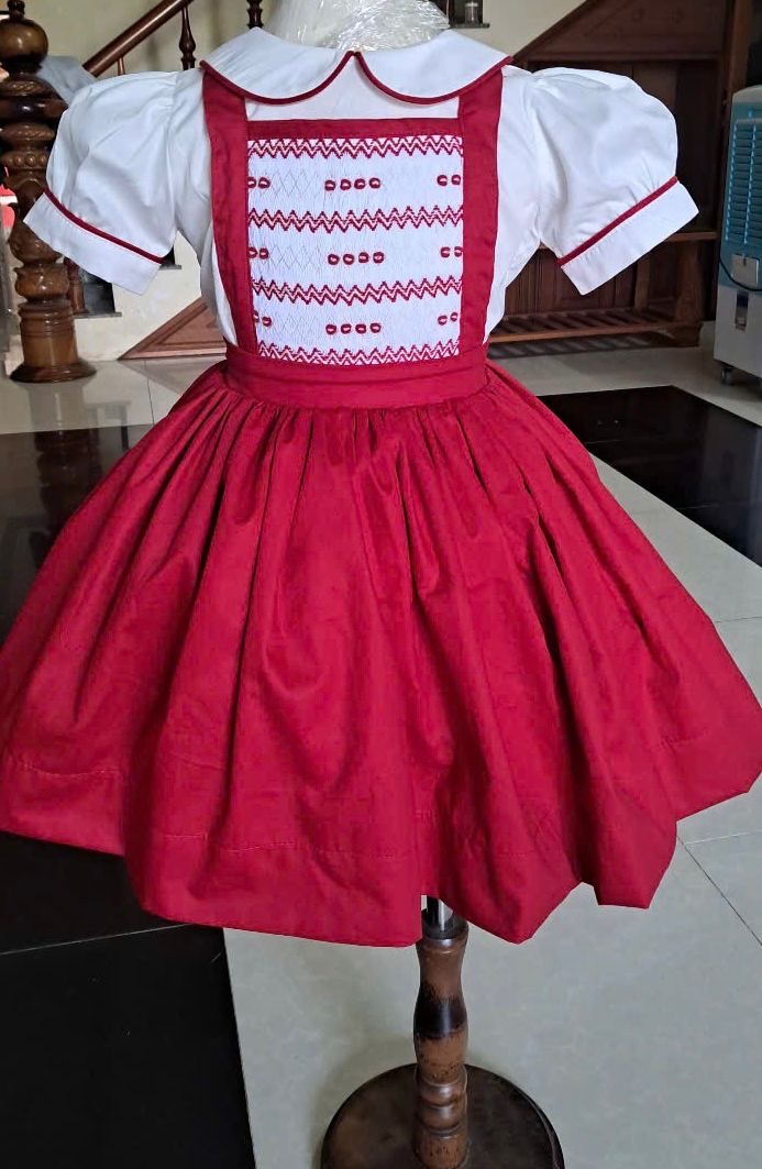 Red smock pinny & blouse set