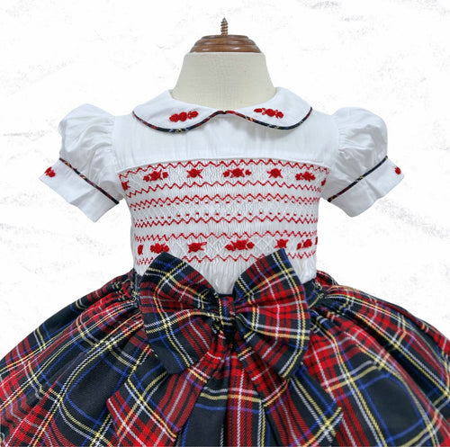 Girls Tartan smock Blouse & skirt set