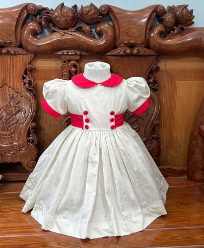 Cream with red classic dress ( with matching bows )