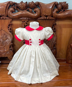 Cream with red classic dress ( with matching bows )