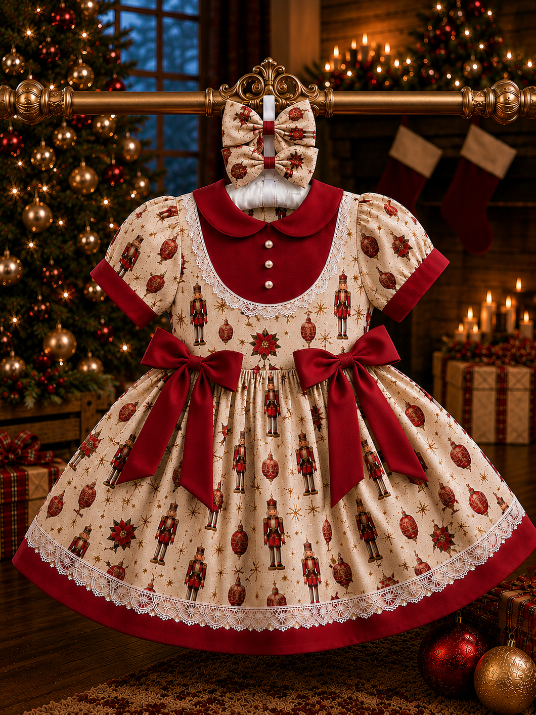 nutcracker christmas dress Red ( delivery in September) – LittleBoPeep Size:Preemie US numeric Girls 4th of July Has ties that try birthday party dress for women