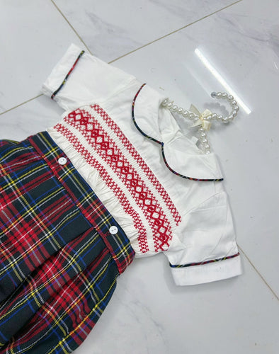boys tartan smock romper