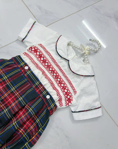boys tartan smock romper