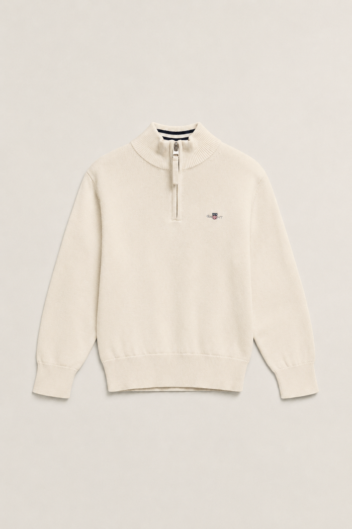 Boys Gant AW26 Creamed white Half zip jumper