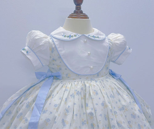 Blue Floral classic dress ( approx 2 weeks wait)
