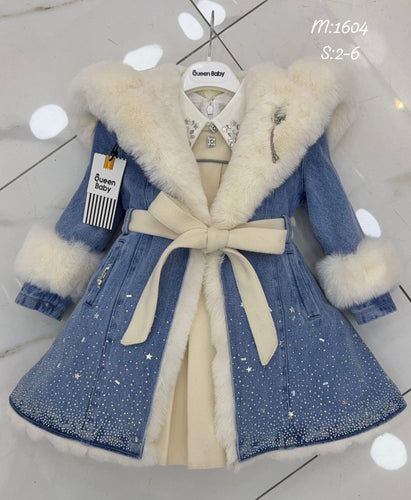 Long denim coat & dress set