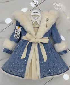 Long denim coat & dress set