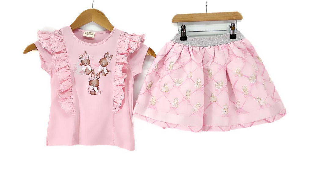 Pink bunny skirt set