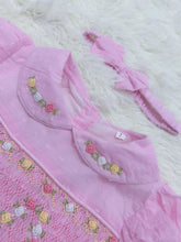 Load image into Gallery viewer, Girls pink bubble smock romper
