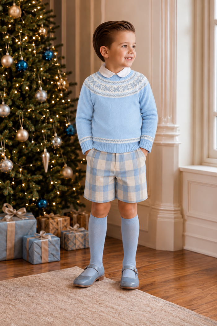 Boys Blue Ceaser blanco jumper, shirt & shorts (October deilvery