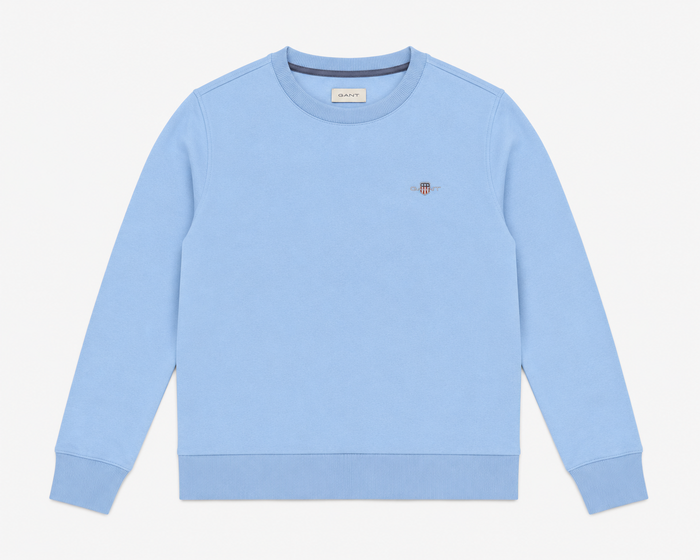 Boys Gant AW26 baby blue cotton crew sweater