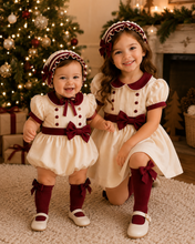 Load image into Gallery viewer, Cream  dress with wine details ( September deilvery
