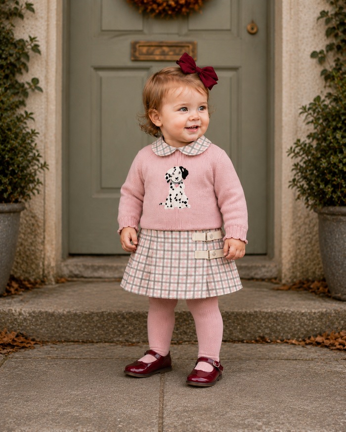 Deolinda Dalmatian pink girls skirt set Preorder