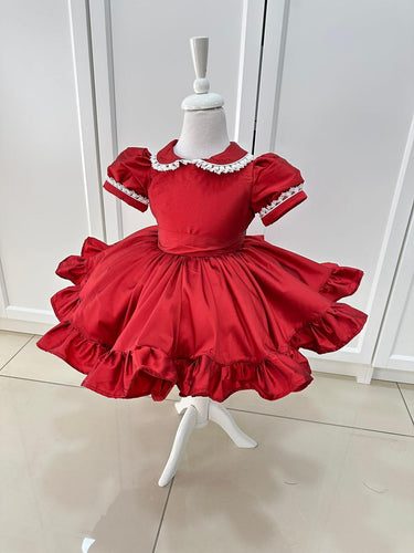 AW23 Red lux Christmas dress with bow