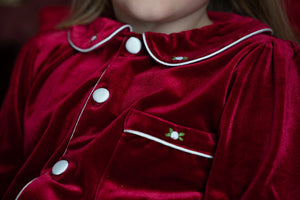 Girls red velvet dressing gown& pj set ( November deilvery)