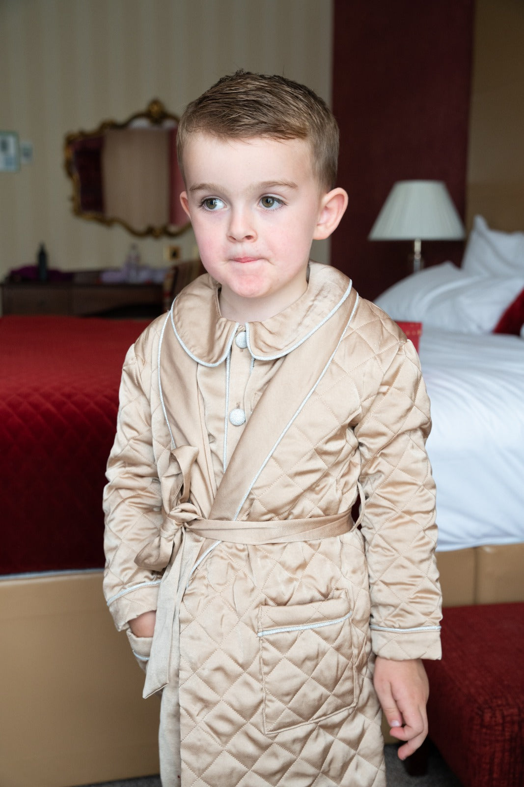 Boys gold dressing gown pj set in stock