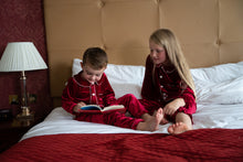 Load image into Gallery viewer, Girls red velvet dressing gown&amp; pj set ( November deilvery)