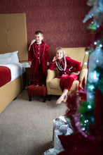 Load image into Gallery viewer, Boys red velvet dressing gown&amp;pj set ( November deilvery)