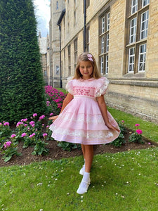 Smock pinny & classic dress set (with 2 bows/hairband)