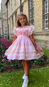 Smock pinny & classic dress set (with 2 bows/hairband)